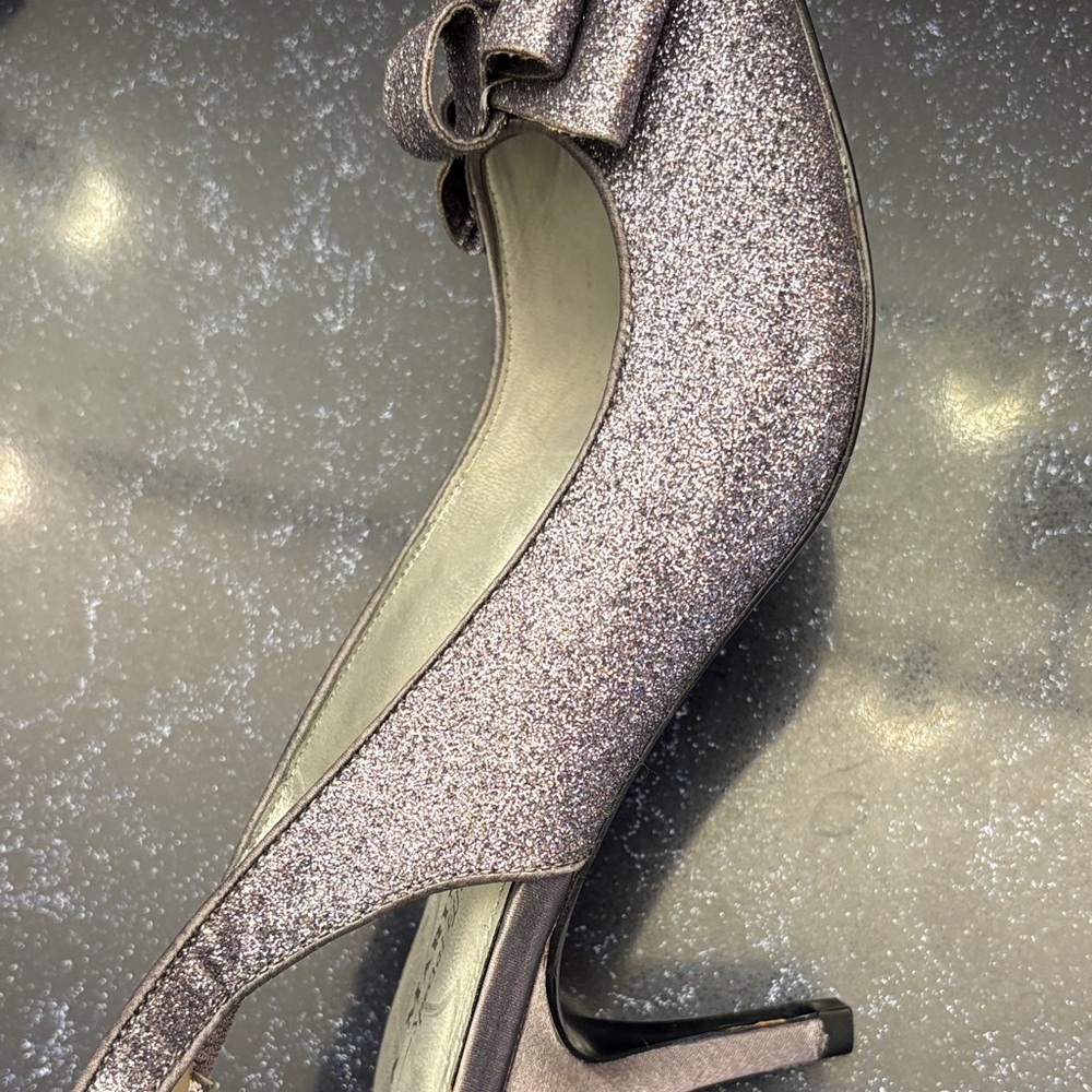 A. Marinelli Women's Glitter Bow Slingback Heels - Silver - Picture 5 of 5